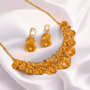 Classic Flower Gold Plated Jewelry Set (2-PCS) DJ066