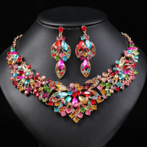 Trendy Rhinestone Jewelry Set (2-PCS: Necklace & Earrings) GSZ0006