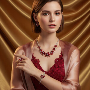 Brilliant 3A Zirconia Jewelry Set (4-PCS: Necklace, Earrings, Bracelet,Ring) GS0157