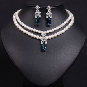 High-Glow Zirconia Pearl Jewelry Set (2-PCS: Necklace & Earrings) GS0085