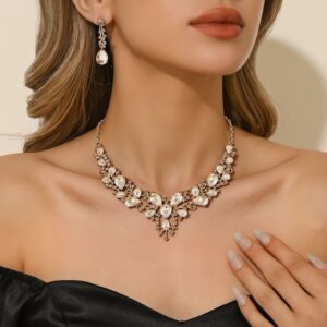 Trendy Rhinestone Jewelry Set (2-PCS: Necklace & Earrings) GSZ0073