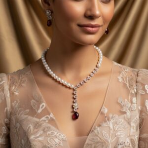 High-Glow Zirconia Pearl Jewelry Set (2-PCS: Necklace & Earrings) GS0132