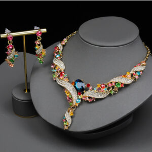 Trendy Rhinestone Jewelry Set (2-PCS: Necklace & Earrings) GSZ0001