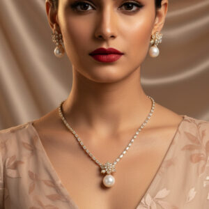 High-Glow Zirconia Pearl Jewelry Set (2-PCS: Necklace & Earrings) GS0059