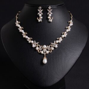 High-Glow Zirconia Pearl Jewelry Set (2-PCS: Necklace & Earrings) GS0275