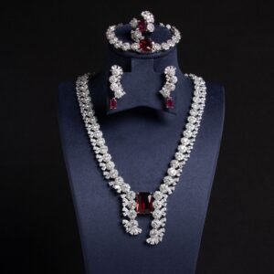 Brilliant 3A Zirconia Jewelry Set (4-PCS: Necklace, Earrings, Bracelet,Ring) GS0477