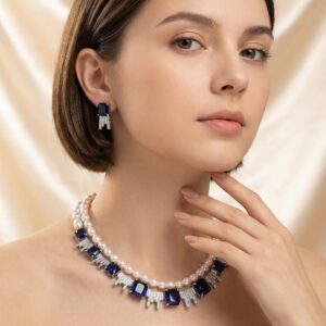 High-Glow Zirconia Pearl Jewelry Set (2-PCS: Necklace & Earrings) GS0221