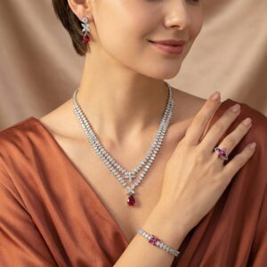Brilliant 3A Zirconia Jewelry Set (4-PCS: Necklace, Earrings, Bracelet,Ring) GS0300
