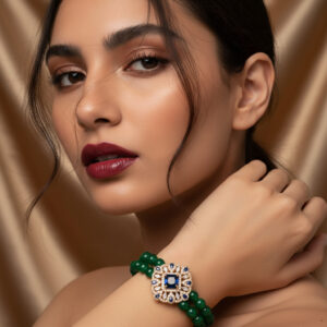 High-Glow Green Agate Zirconia Flower Bracelet GS0404