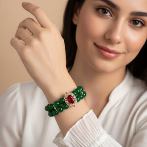 High-Glow Green Agate Zirconia Flower Bracelet GS0386