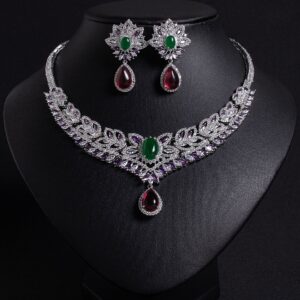 High-Glow 3A Zirconia Jewelry Set (2-PCS: Necklace & Earrings) GS0007